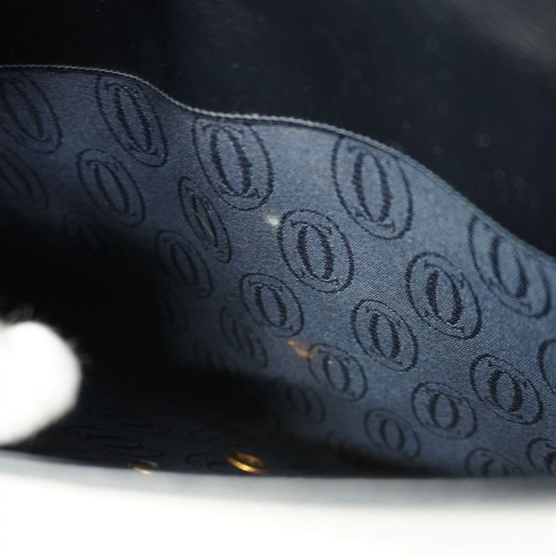 Cartier Shoulder Bag Sapphire Leather Black Gold Hardware Ladies