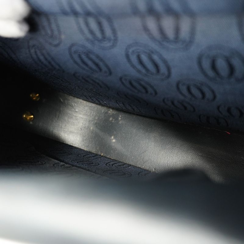 Cartier Shoulder Bag Sapphire Leather Black Gold Hardware Ladies