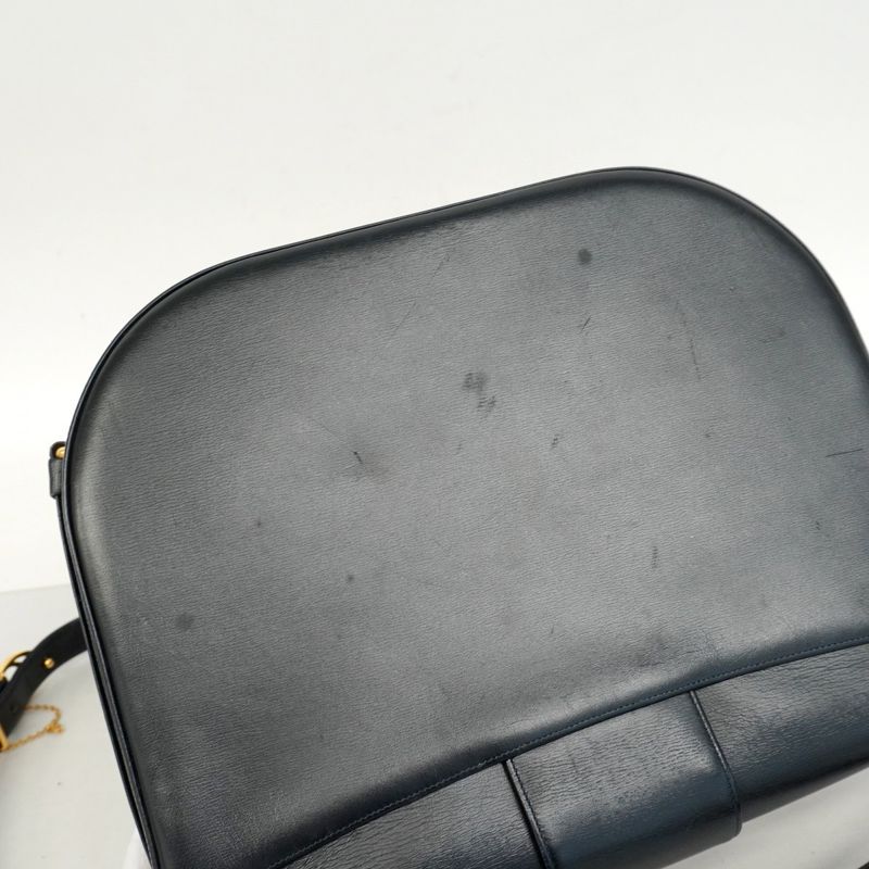 Cartier Shoulder Bag Sapphire Leather Black Gold Hardware Ladies