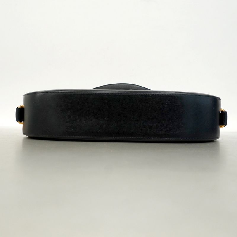 Cartier Shoulder Bag Sapphire Leather Black Gold Hardware Ladies