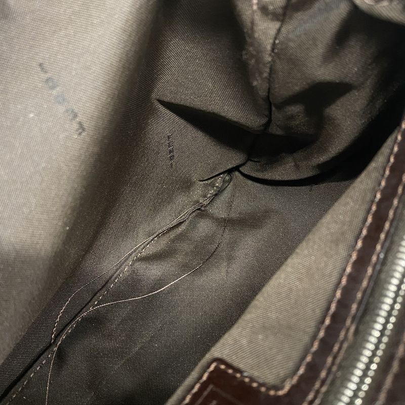 Fendi Handbag Zucca Nylon Canvas Brown Silver Hardware Women