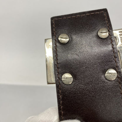 Fendi Handbag Zucca Nylon Canvas Brown Silver Hardware Women