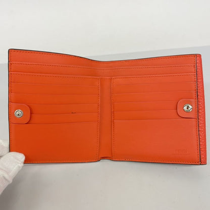 Fendi Wallet Peekaboo Leather Red Silver Hardware Women's