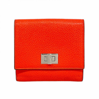 Fendi Wallet Peekaboo Leather Red Silver Hardware Women's