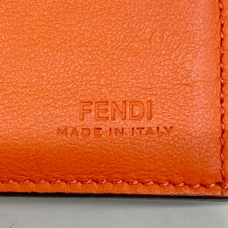 Fendi Wallet Peekaboo Leather Red Silver Hardware Women's