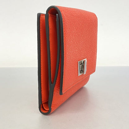 Fendi Wallet Peekaboo Leather Red Silver Hardware Women's