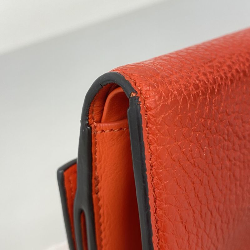 Fendi Wallet Peekaboo Leather Red Silver Hardware Women's