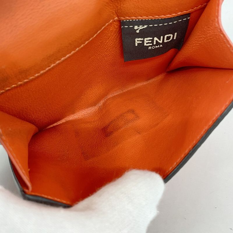 Fendi Wallet Peekaboo Leather Red Silver Hardware Women's