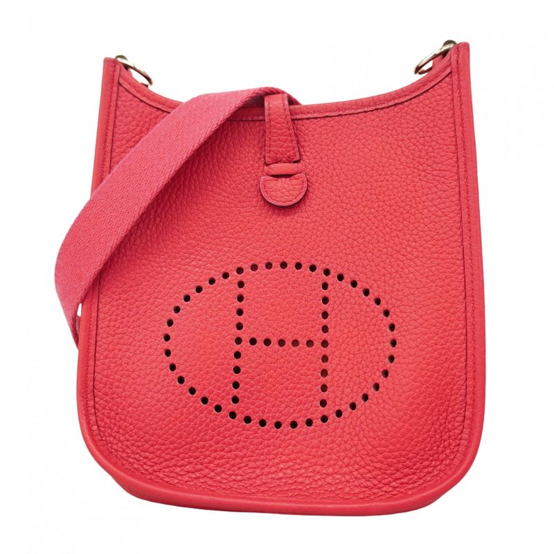 Hermes Shoulder Bag Evelyn TPM Taurillon Clemence Rose Silver Hardware C