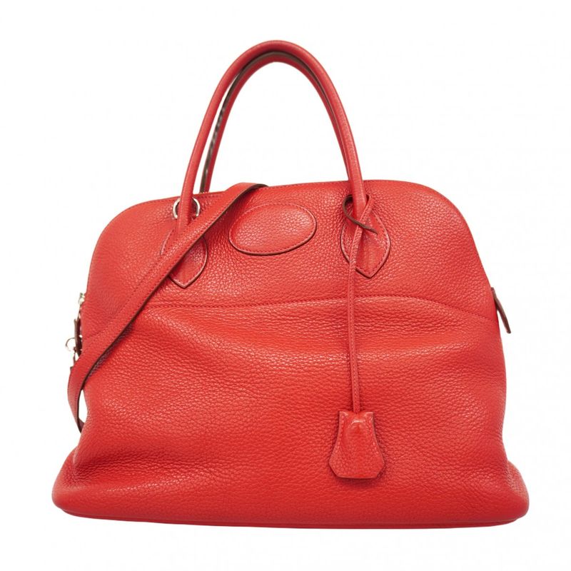 Hermes Handbag Bolide 35 Taurillon Clemence Rouge Cazac Silver Hardware Q