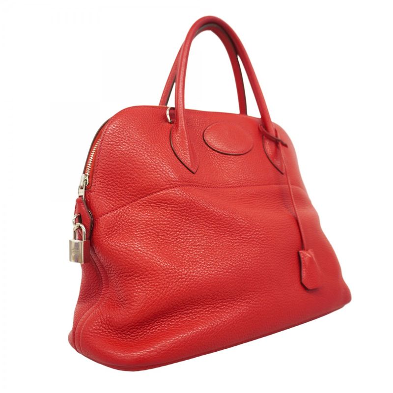 Hermes Handbag Bolide 35 Taurillon Clemence Rouge Cazac Silver Hardware Q