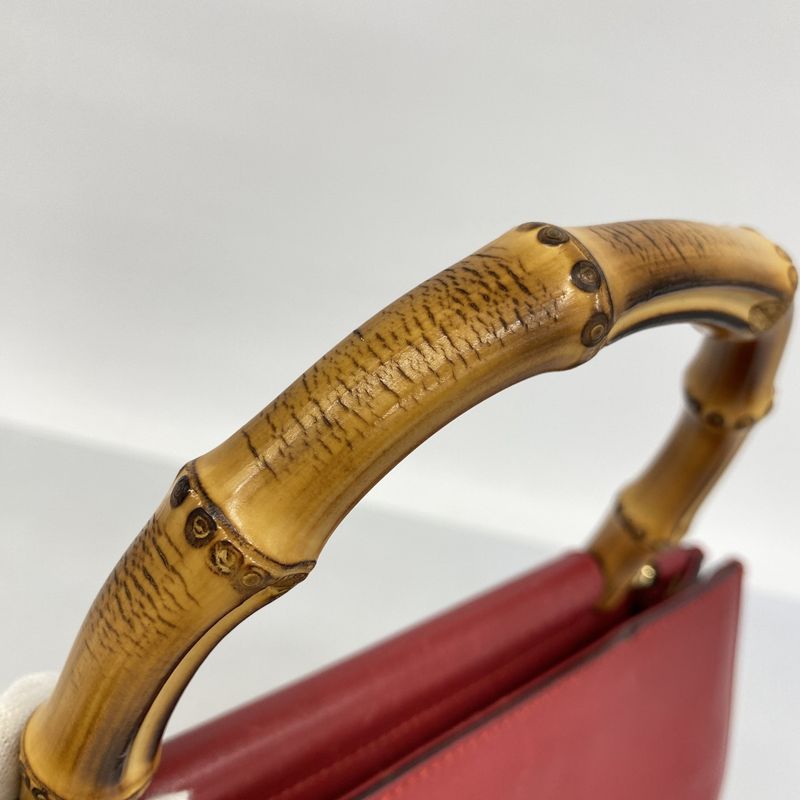 Gucci Handbag Bamboo 459076 Leather Red Gold Hardware 2way Bag Ladies