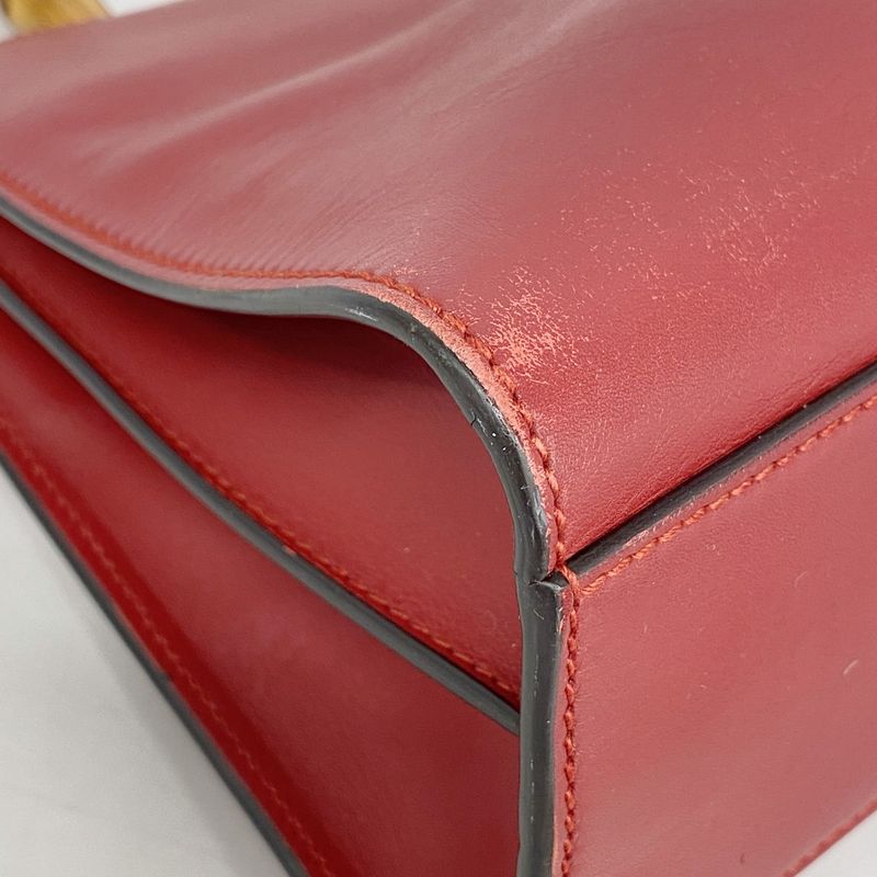 Gucci Handbag Bamboo 459076 Leather Red Gold Hardware 2way Bag Ladies
