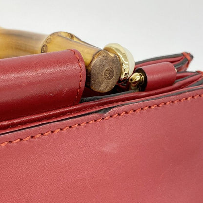 Gucci Handbag Bamboo 459076 Leather Red Gold Hardware 2way Bag Ladies