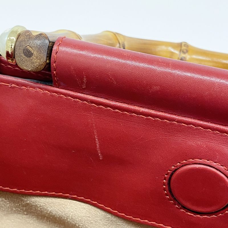 Gucci Handbag Bamboo 459076 Leather Red Gold Hardware 2way Bag Ladies