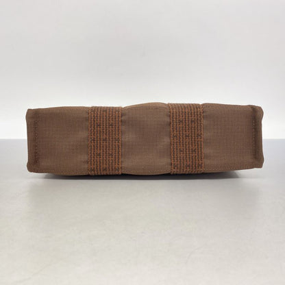 Hermes Tote Bag Her Line PM Canvas Brown Silver Hardware Women's