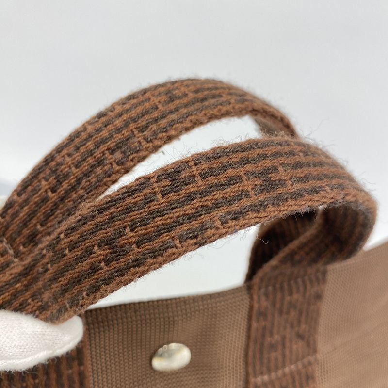 Hermes Tote Bag Her Line PM Canvas Brown Silver Hardware Women's