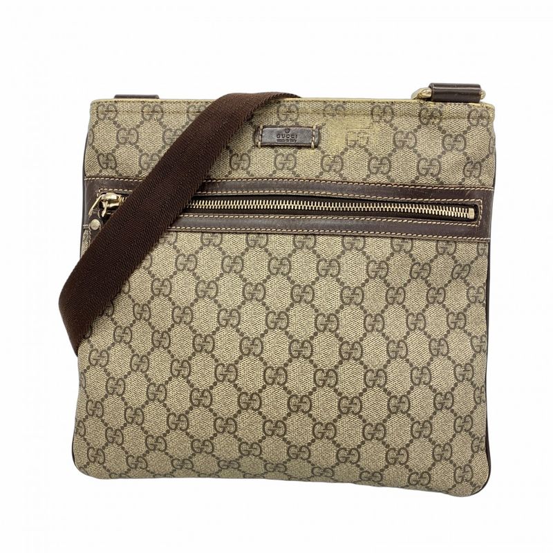 Gucci Shoulder Bag GG Supreme 295257 PVC Brown Chien Pan Gold Hardware Women's