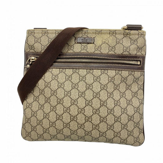 Gucci Shoulder Bag GG Supreme 295257 PVC Brown Chien Pan Gold Hardware Women's