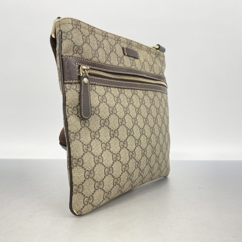 Gucci Shoulder Bag GG Supreme 295257 PVC Brown Chien Pan Gold Hardware Women's