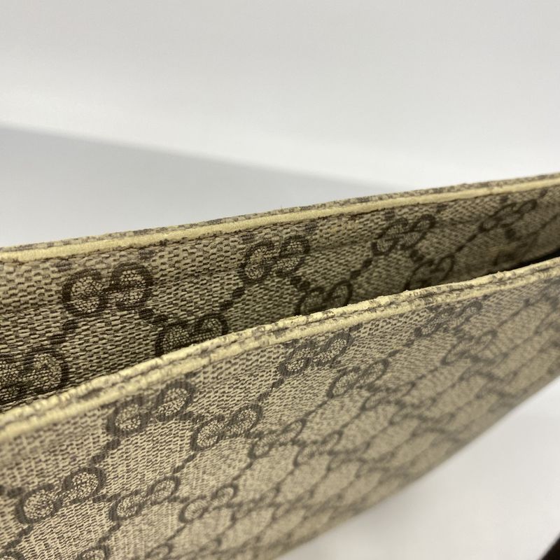 Gucci Shoulder Bag GG Supreme 295257 PVC Brown Chien Pan Gold Hardware Women's