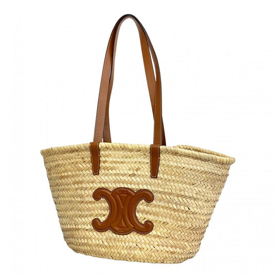 Celine Tote Bag Triomphe Basket Bag Raffia Beige Brown Ladies