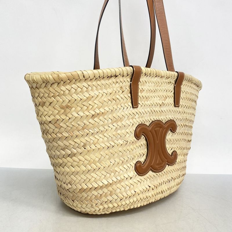 Celine Tote Bag Triomphe Basket Bag Raffia Beige Brown Ladies