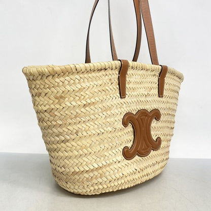 Celine Tote Bag Triomphe Basket Bag Raffia Beige Brown Ladies