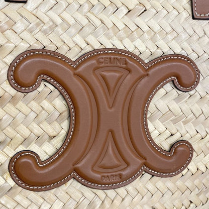 Celine Tote Bag Triomphe Basket Bag Raffia Beige Brown Ladies