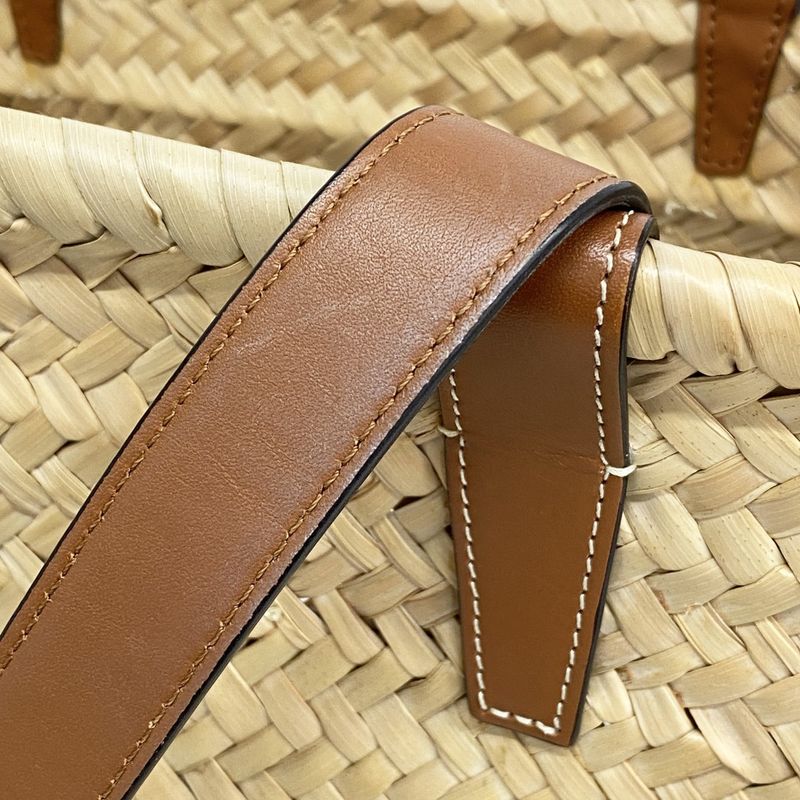 Celine Tote Bag Triomphe Basket Bag Raffia Beige Brown Ladies