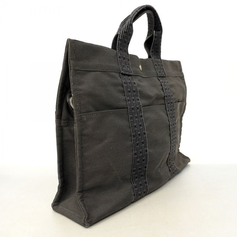 Hermes Tote Bag Her Line MM Canvas Gray Silver Hardware Women