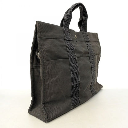 Hermes Tote Bag Her Line MM Canvas Gray Silver Hardware Women