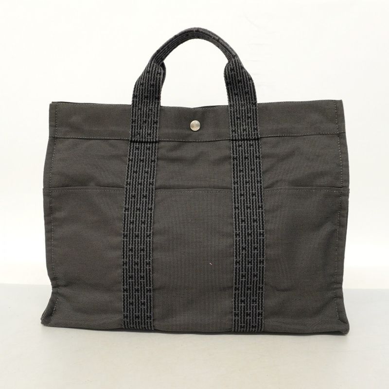 Hermes Tote Bag Her Line MM Canvas Gray Silver Hardware Women