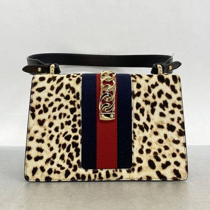 Gucci Shoulder Bag Sherry Line Sylvie 421882 Haraco Beige Black Gold Hardware