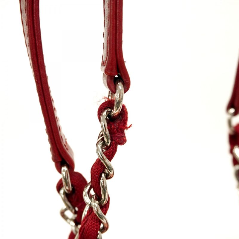 Chanel Tote Bag Deauville Canvas Pink Red Silver Hardware Ladies