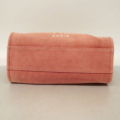 Chanel Tote Bag Deauville Canvas Pink Red Silver Hardware Ladies