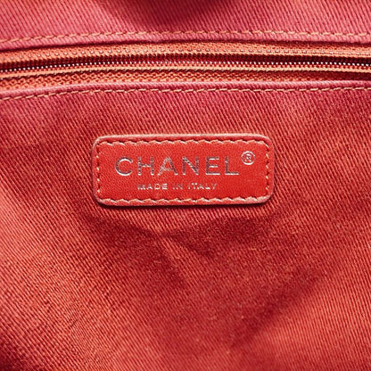 Chanel Tote Bag Deauville Canvas Pink Red Silver Hardware Ladies