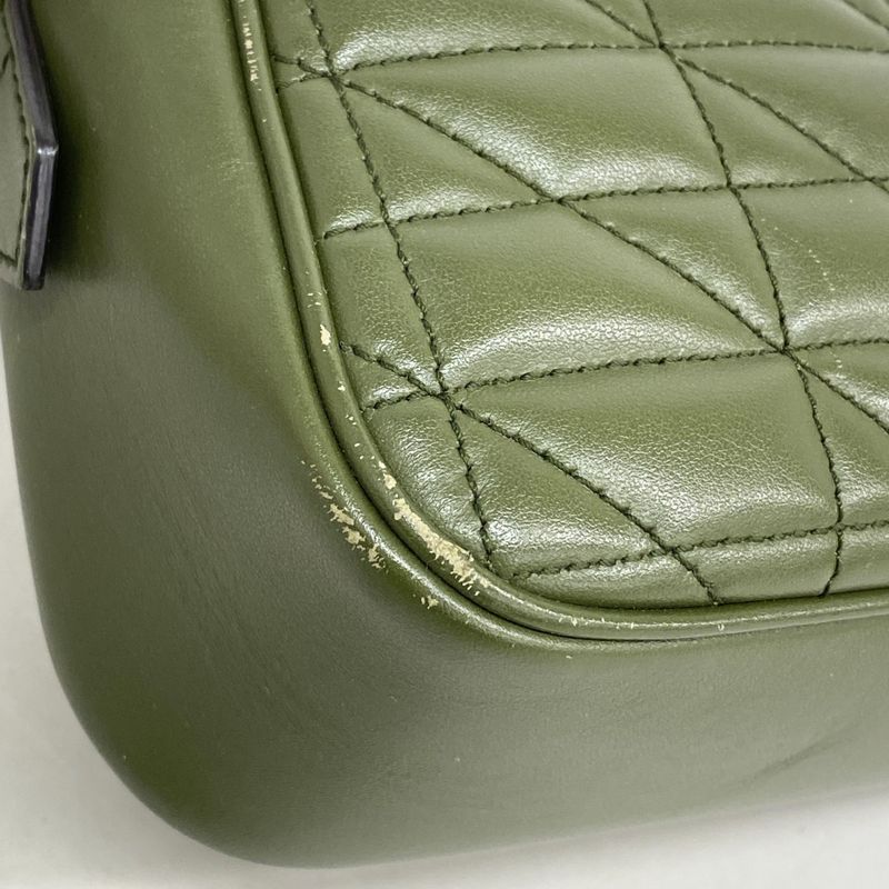 Gucci Shoulder Bag Ggmarmont 447632 Leather Khaki Silver Hardware Women's