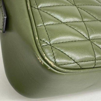 Gucci Shoulder Bag Ggmarmont 447632 Leather Khaki Silver Hardware Women's