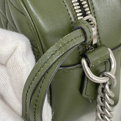 Gucci Shoulder Bag Ggmarmont 447632 Leather Khaki Silver Hardware Women's