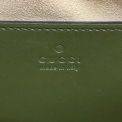 Gucci Shoulder Bag Ggmarmont 447632 Leather Khaki Silver Hardware Women's