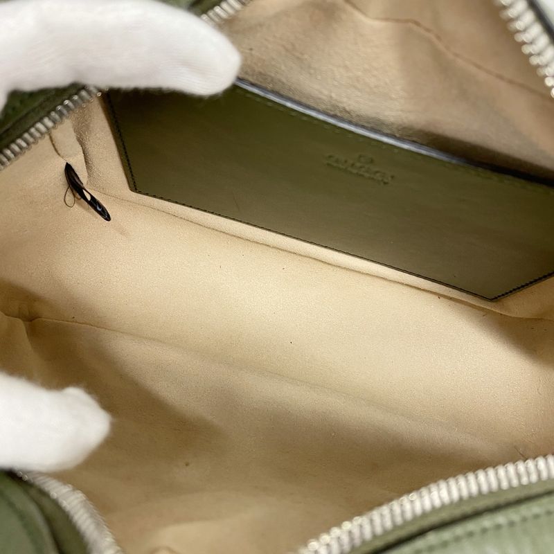 Gucci Shoulder Bag Ggmarmont 447632 Leather Khaki Silver Hardware Women's