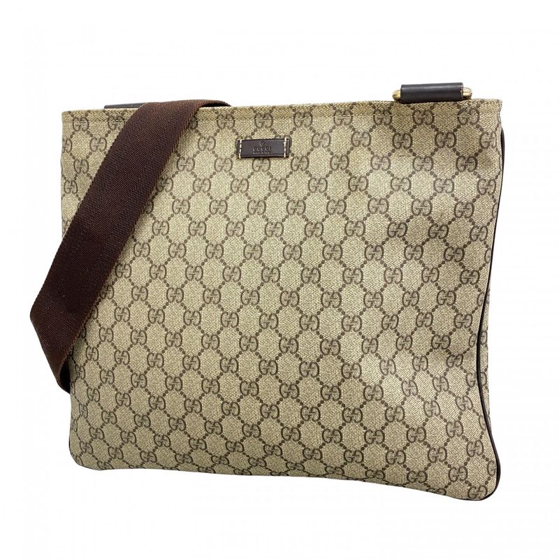 Gucci Shoulder Bag GG Supreme 201446 PVC Beige Brown Chien Pangold Hardware