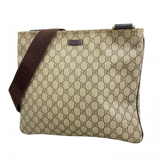 Gucci Shoulder Bag GG Supreme 201446 PVC Beige Brown Chien Pangold Hardware