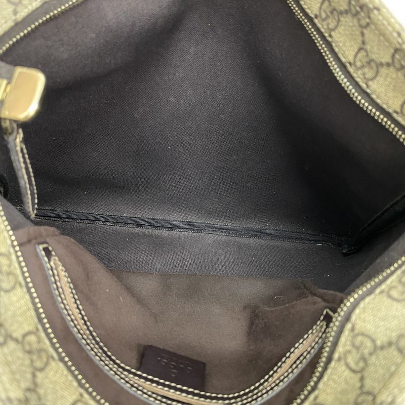 Gucci Shoulder Bag GG Supreme 201446 PVC Beige Brown Chien Pangold Hardware