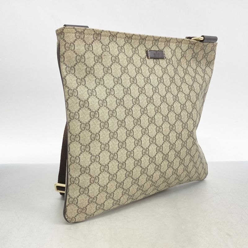 Gucci Shoulder Bag GG Supreme 201446 PVC Beige Brown Chien Pangold Hardware