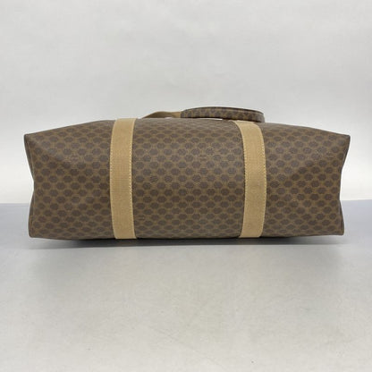 Celine Boston Bag Macadam PVC Brown Gold Hardware Women's