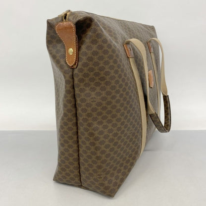 Celine Boston Bag Macadam PVC Brown Gold Hardware Women's