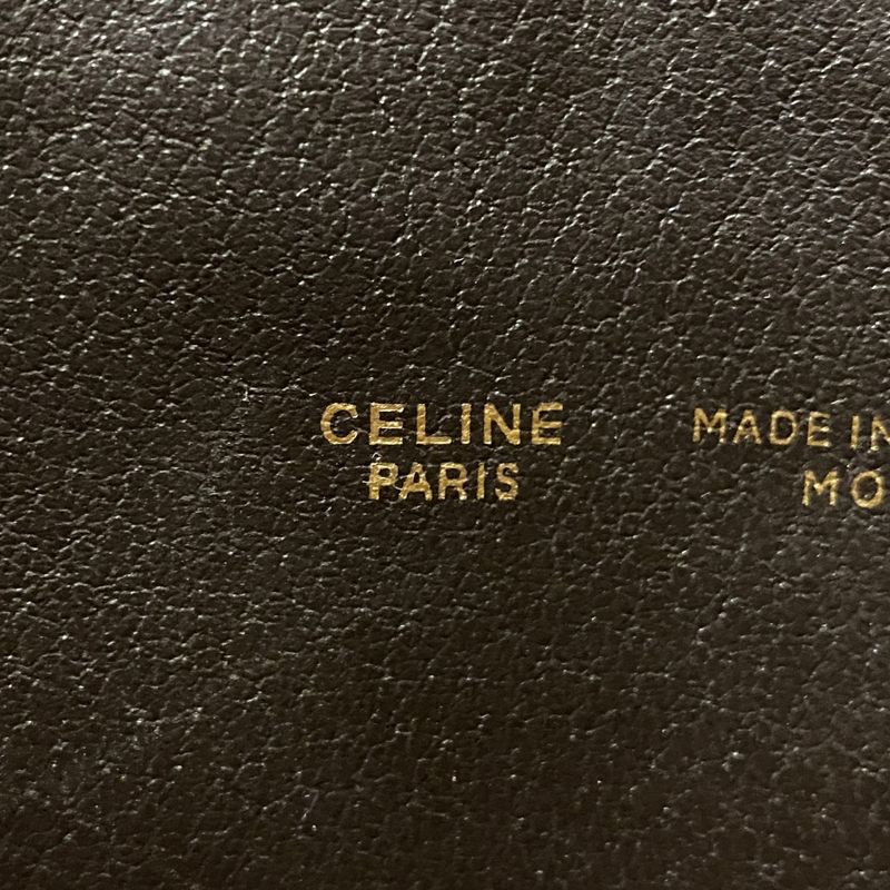 Celine Boston Bag Macadam PVC Brown Gold Hardware Women's