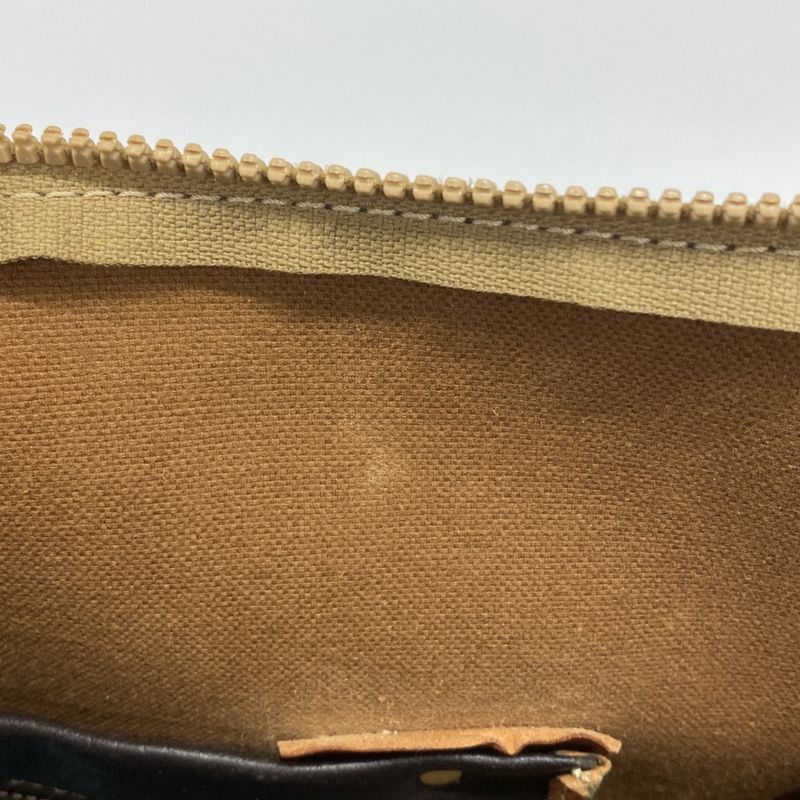 Celine Boston Bag Macadam PVC Brown Gold Hardware Women's